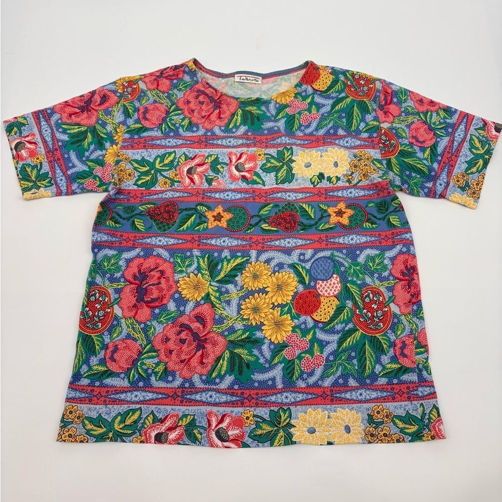 Vintage Talbots Colorful Floral Patterned T-Shirt